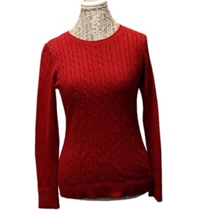 Talbots Christmas Red Cable Sweater Sz M Pullover